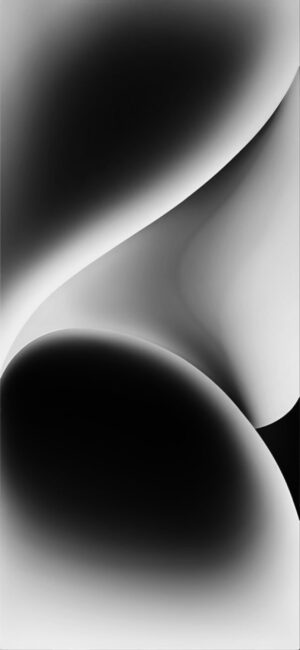 Abstract design with flowing curves and gradients in black, gray, white; minimalist depth. | 4K Wallpaper, for Mobile