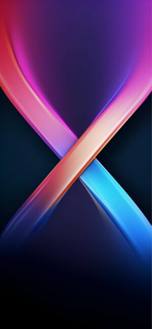 Vibrant abstract design with pink, purple, and blue ribbons on a dark background for mobile | 4K Wallpaper