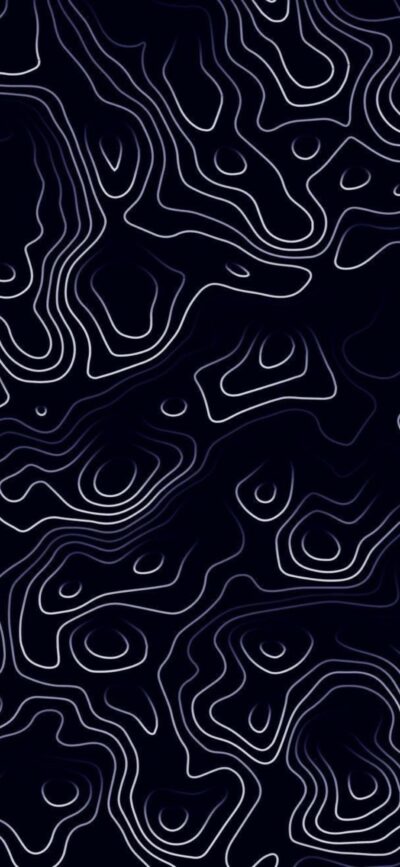 Abstract topographical line pattern, black & white design with fluid curves for a minimalist, modern aesthetic | 4K Wallpaper for Mobile