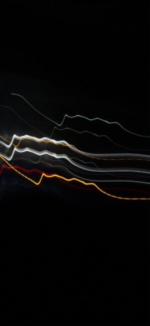 Abstract light trails on black; dynamic white, yellow, red lines for energy & movement | 4K Wallpaper for Mobile