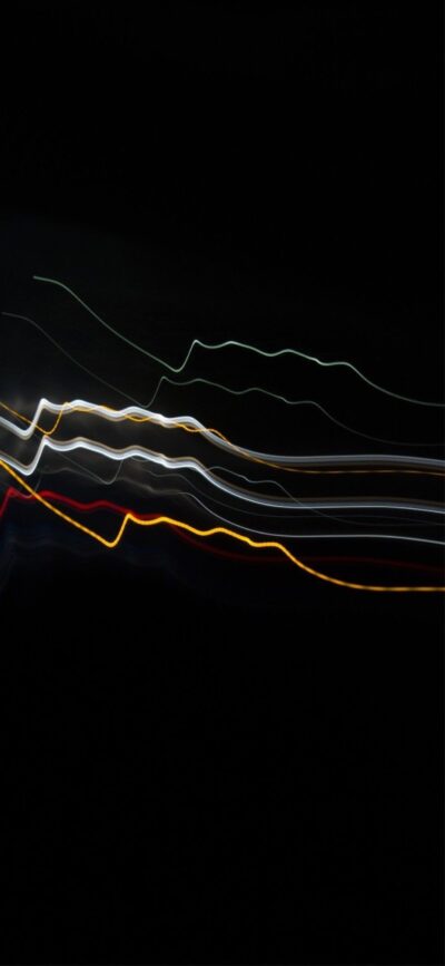 Abstract light trails on black; dynamic white, yellow, red lines for energy & movement | 4K Wallpaper for Mobile