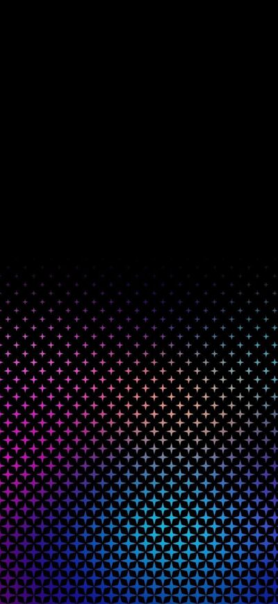 Abstract geometric pattern with vibrant gradient colors from pink, purple to blue, teal on black. | 4K Wallpaper for Mobile