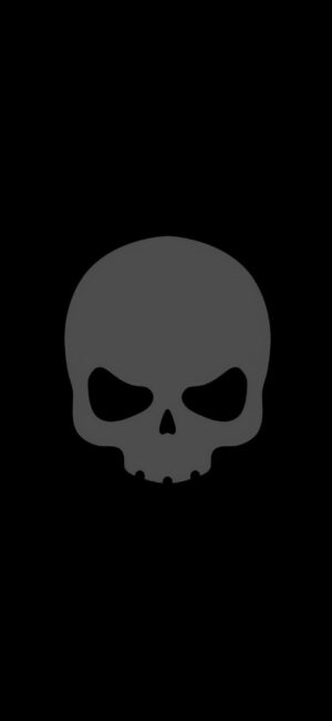 Minimalist skull design on black background, evoking mystery and edginess, perfect for Halloween or gothic themes. | 4K Wallpaper for Mobile