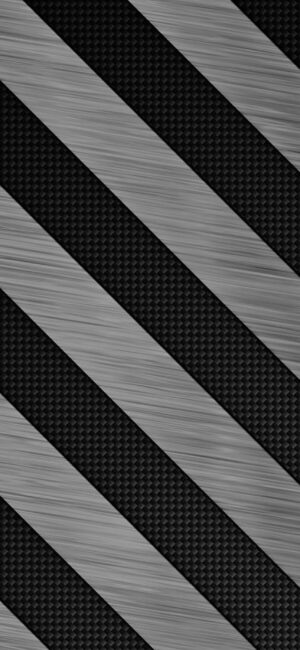 Diagonal striped pattern with brushed metal and carbon fiber textures in black and gray | 4K Wallpaper for Mobile