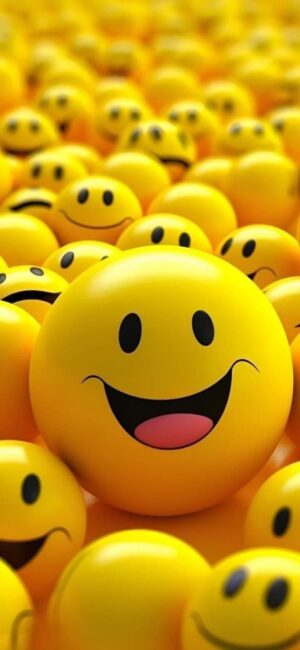 Vibrant yellow smiley faces wallpaper for mobile, exuding joy and positivity | 4K Wallpaper