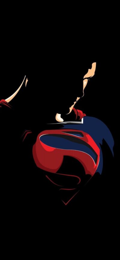 Stylized Superman art with iconic "S" emblem, vibrant colors, and dark background | 4K Wallpaper, for Mobile