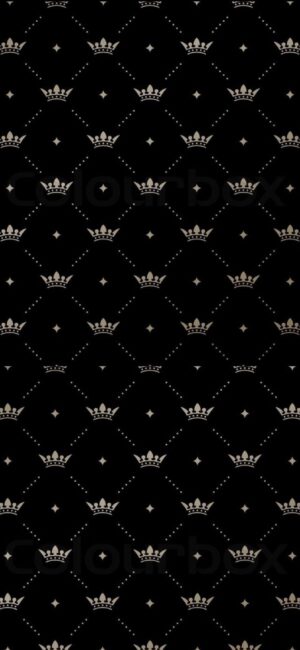 Crowns and dotted lines create an elegant regal design on a dark background, perfect for a luxurious mobile | 4K Wallpaper