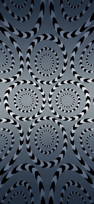 Abstract hypnotic spiral pattern in black, white & gray creating optical illusion effect | 4K Wallpaper for Mobile