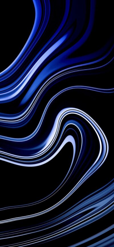 Abstract blue and black wavy lines creating a dynamic and modern pattern | 4K Wallpaper for Mobile