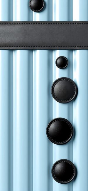 Stylish vertical light blue stripes with black leather-style circles create a sleek, modern look | 4K Wallpaper for Mobile