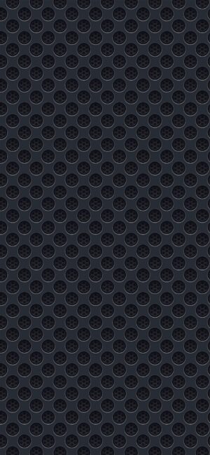 Abstract dark circular geometric design with textured grid in black and gray | 4K Wallpaper, for Mobile.