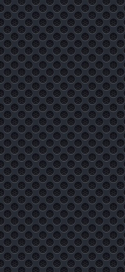 Abstract dark circular geometric design with textured grid in black and gray | 4K Wallpaper, for Mobile.