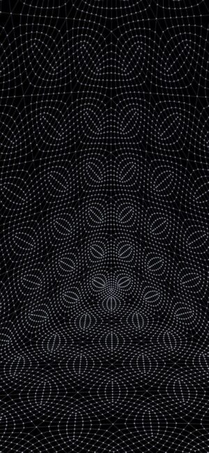 Abstract geometric tunnel illusion with white dots on a black background, enhancing depth perception | 4K Wallpaper for Mobile