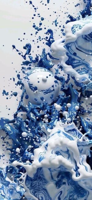 Abstract blue and white paint swirl pattern with dynamic motion for a modern look | 4K Wallpaper for Mobile