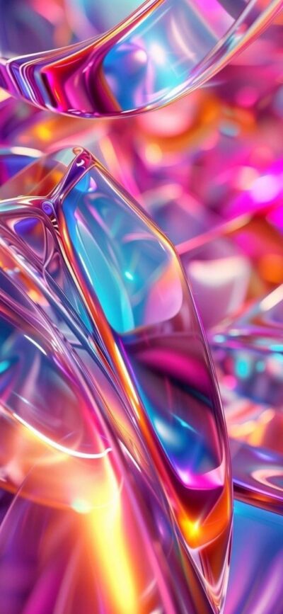 Abstract geometric patterns with vibrant pink, blue, orange, and purple hues for a dynamic look | 4K Wallpaper for Mobile