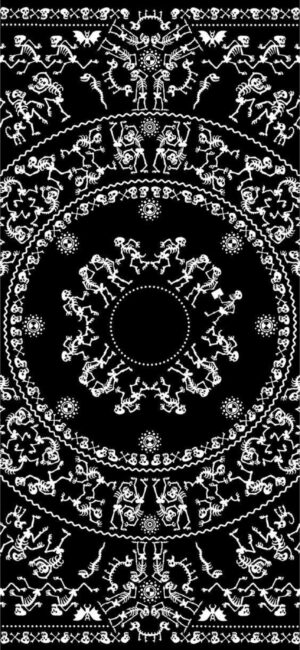 Geometric pattern wallpaper in black and white, resembling mandalas and abstract art forms. | 4K Wallpaper for Mobile