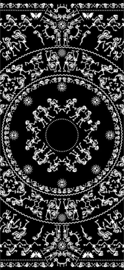 Geometric pattern wallpaper in black and white, resembling mandalas and abstract art forms. | 4K Wallpaper for Mobile