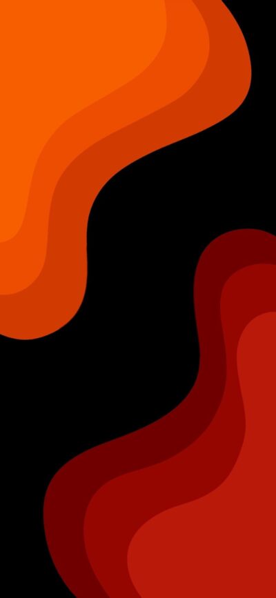 Abstract shapes in smooth orange and red on a black background create a vibrant, dynamic effect | 4K Wallpaper for Mobile