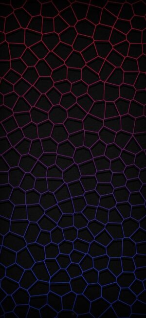 Geometric hexagon pattern in red and blue gradients on dark background for an abstract look | 4K Wallpaper | for Mobile