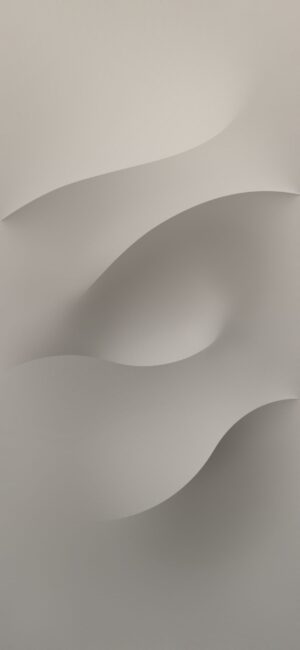 Minimalist abstract design with smooth curves, 3D effect, soft gradients in grey and white | 4K Wallpaper for Mobile