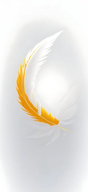 Delicate yellow feather on a soft light background evokes tranquility and grace | 4K Wallpaper for Mobile