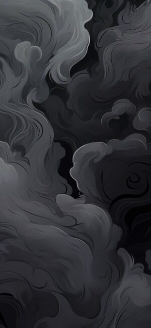 Alt tag: 'Abstract pattern wallpaper with swirling gray and black smoke-like shapes, creating a mysterious vibe | 4K Wallpaper for Mobile'