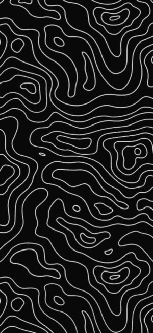 Abstract topographic contour lines in black and white | Minimalistic pattern | 4K Wallpaper for Mobile