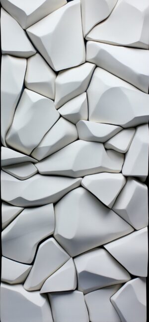 Abstract 3D geometric stone design in white and grey, perfect for modern settings | 4K Wallpaper for Mobile