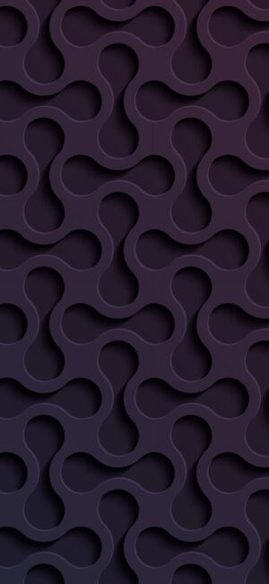 An abstract 3D geometric pattern with interlocking shapes in black and purple. Modern and seamless. | 4K Wallpaper for Mobile