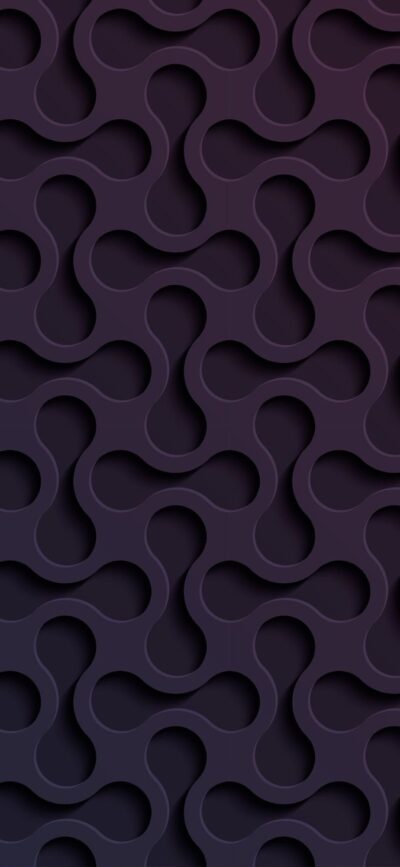 An abstract 3D geometric pattern with interlocking shapes in black and purple. Modern and seamless. | 4K Wallpaper for Mobile