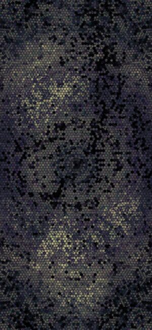 Abstract hexagonal mosaic pattern in dark tones, evoking a mysterious digital feel. Ideal for mobile. | Black, Grey, Dark Blue | 4K Wallpaper