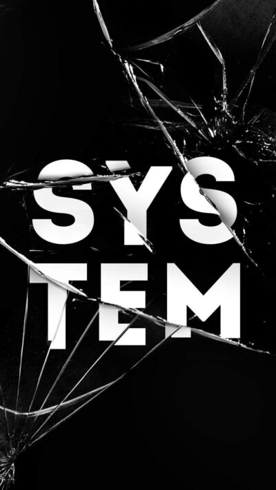Striking SYSTEM typo design with glass effect on dark background | UHD Wallpaper for Mobile
