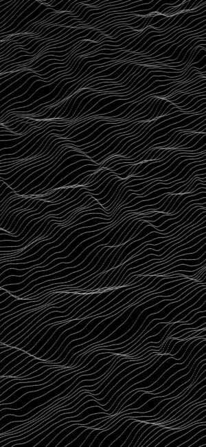 Abstract wavy geometric pattern in black and white, minimalistic style | 4K Wallpaper for Mobile