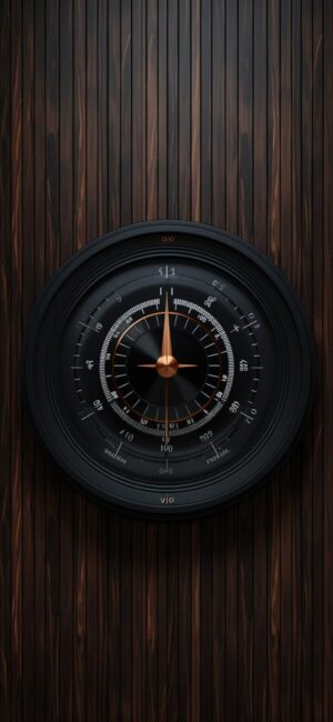 Vintage black and copper compass on dark wood background | UHD Wallpaper for Mobile