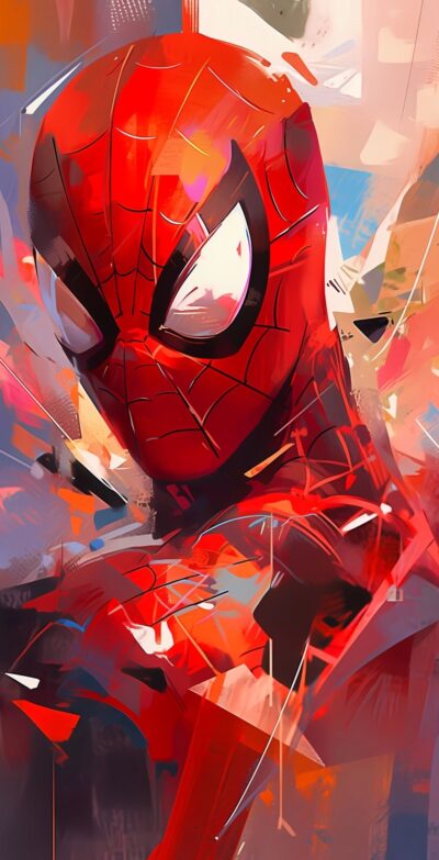 Dynamic Spider-Man abstract art wallpaper featuring vivid colors and iconic costume | UHD Wallpaper for Mobile