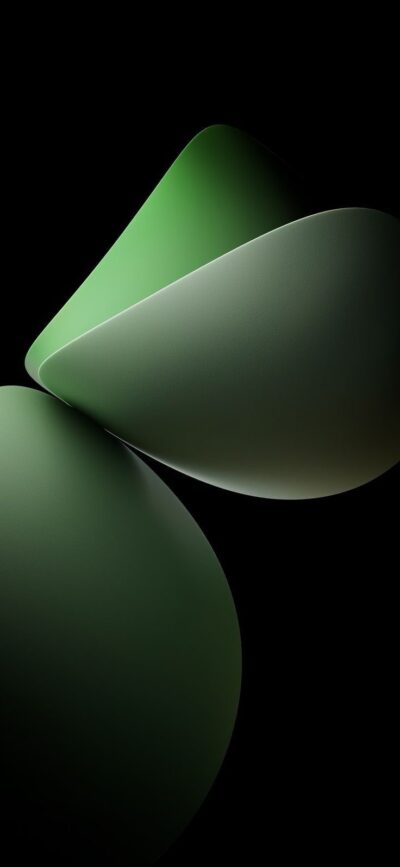 Abstract green shapes on black background | Minimalist, stylish design | UHD Wallpaper for Mobile